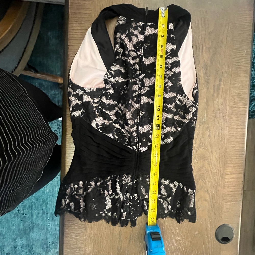 Tadashi Shoji Black and Pink Lace Top - Picture 13 of 13
